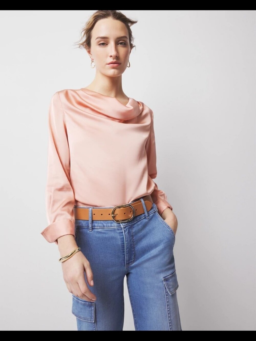 White House Black Market Satin Cowl Neck Blouse